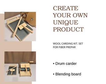 Wool Carding Kit - Drum Carder and Blending Board Set for Spinning and Felting