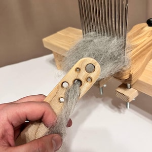 2-Row Wool Combs for Fiber Prep – Stainless Steel Teeth | Ash Wood Handle | For Spinning, Felting, Cashmere, Alpaca, Plant Fibers