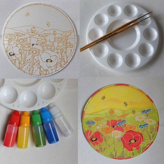 Silk Painting Kit/Adult Craft Kit/Suncatcher Kit Cornfield Etsy