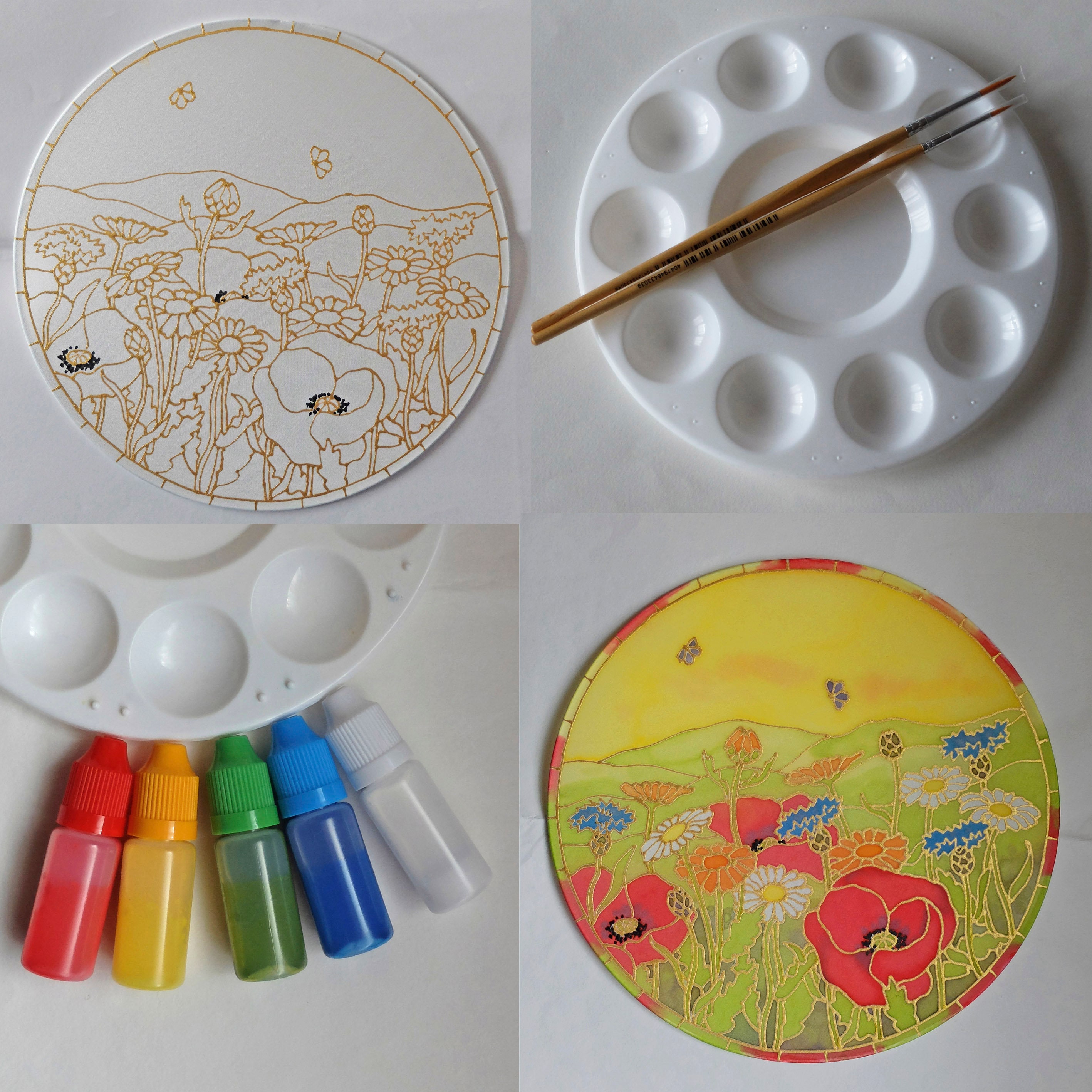Silk Painting Kit/Adult Craft Kit/Suncatcher Kit Cornfield Etsy