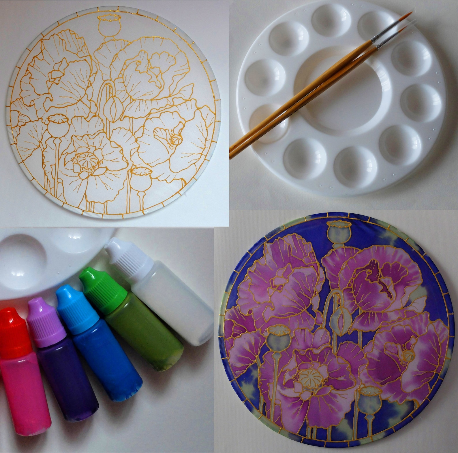 Silk Painting Kit/Adult Craft Kit/Suncatcher Kit Poppy Etsy