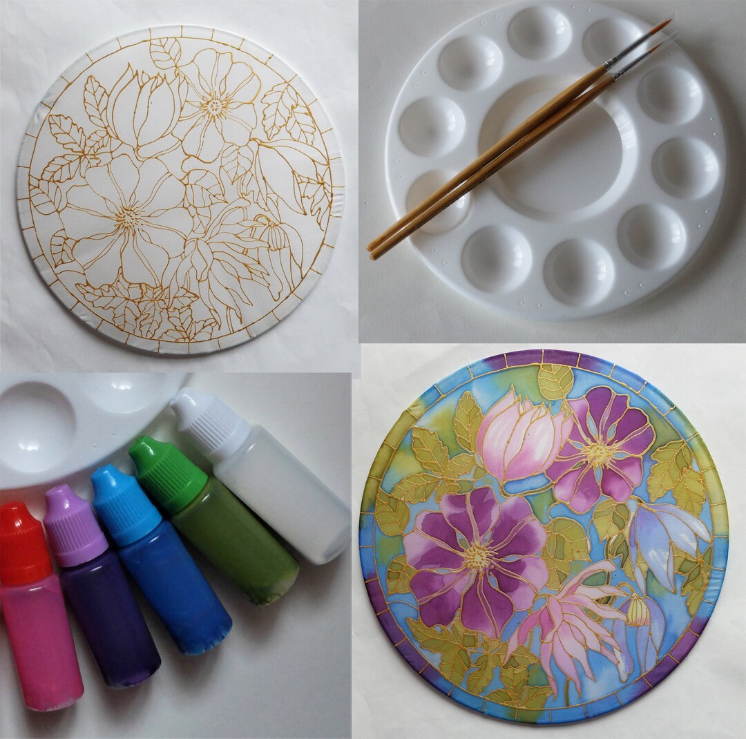Silk Painting Kit/adult Craft Kit/suncatcher Kit clematis Etsy