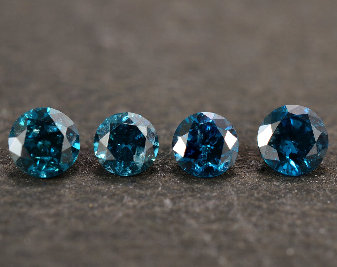 Sale 4 Pieces 3.0 MM Natural Blue Loose Diamond SI2I1 Etsy