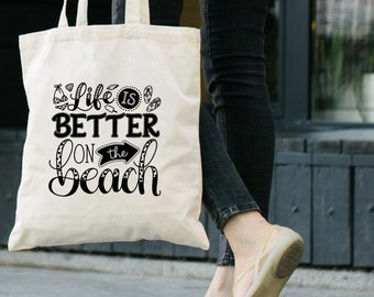 Life is better on the beach cloth bag | Cotton bag jute bag | Gift