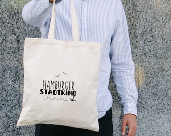 Hamburg city child jute bag | Gift idea Hamburg trip | Birthday gift idea for men | Hamburger Liebe jute bag