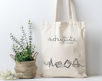 Teacher gift bag 'school bag' • birthday gift for colleague, jute bag for changing school • personalized gift for teacher