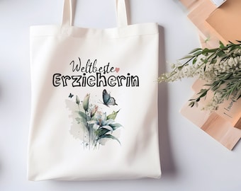 Dankeschön Geschenk, Erzieherin mit Herz, Tasche Abschied Kollegin, Abschiedsgeschenk Erzieherin Stoffbeutel, Geschenkidee