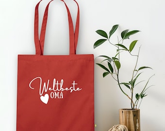 Weltbeste Oma Canvas Tasche in 8 Farben • praktische Einkaufstasche für deine Oma zum Geburtstag • Bio Baumwolle für die Lieblings Oma