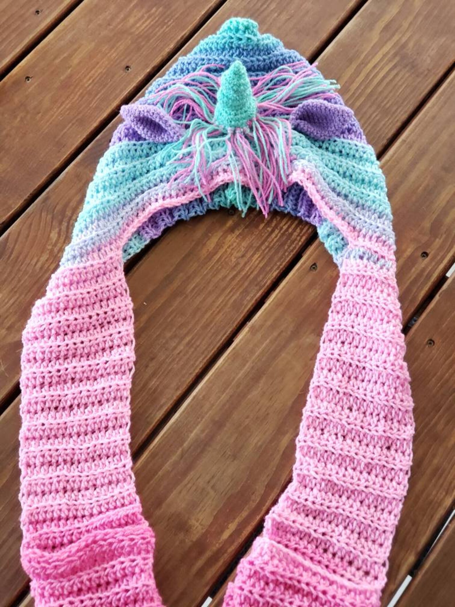 Hooded unicorn scarf crochet unicorn scarf with pockets Etsy