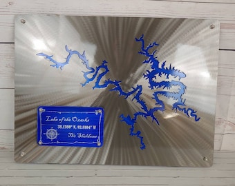 Customized Lake of the Ozarks Map Metal Art Sign. Perfect for your Decor in your Vacation Home or Dock.