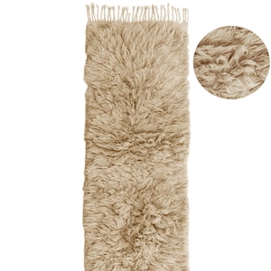 Shag Moroccan Runner rug- Beige Hallway runner - Moroccan rug - Berber carpet  - Handmade rug