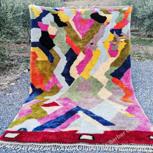 Colorful Moroccan rug, Premium Beni Ourain Rug, Soft Beni wool rug, Handwoven In Atlas Mountains
