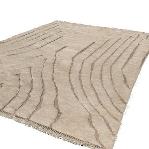 Cream Moroccan rug 8.2x11.4 FT , Berber wool rug, Beni Ourain style, ready to ship