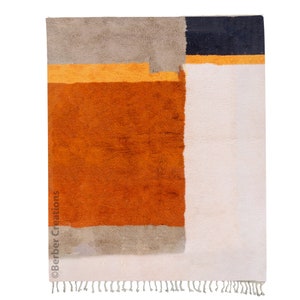 Orange Moroccan rug  , area rug , Berber carpet , Genuine Wool rug , Handmade rug, Area rug