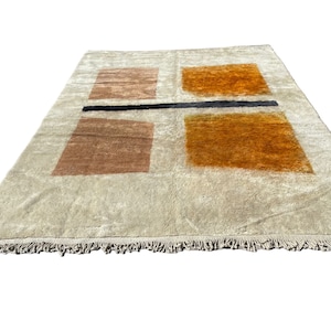Moroccan rug Orange 9x12, Handmade wool rug, Beni Ourain rug, Area rug 9x12, Berber wool rug