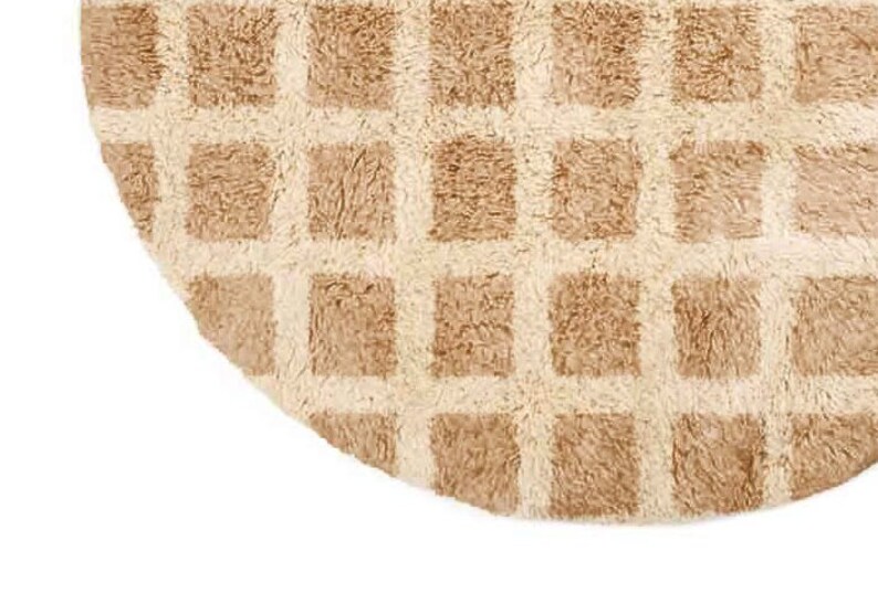 Moroccan Round Rug, Beige Checkered Round Rug , Handmade Round Rug ...
