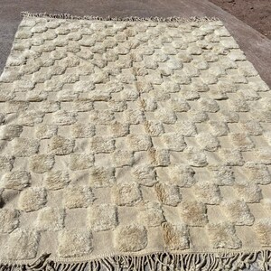 Checkered White Moroccan rug 8x10 ft , Soft berber rug, Luxury Beni Mrirt rug, Atlas rug, handmade wool rug, ready to ship