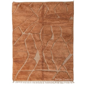 Warm Earth Terracotta Moroccan Rug - Burnt Orange beni ourain Carpet - Handmade 3D Lattice Wool Rug - Custom beni rug image 1