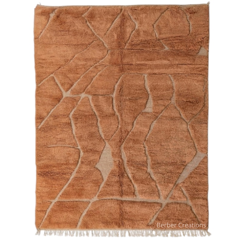 Warm Earth Terracotta Moroccan Rug - Burnt Orange beni ourain Carpet - Handmade 3D Lattice Wool Rug - Custom beni rug image 1