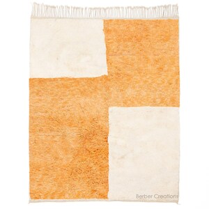 Moroccan Rug Orange and White, Handwoven Area Rug, Beni Ourain Rug, Beni Mrirt Rug, Plush Rug, Berber Beni Rug