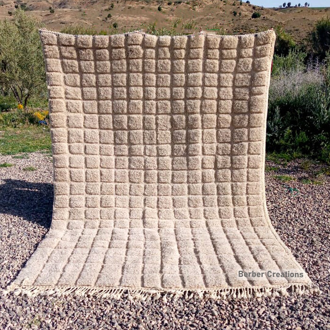 Moroccan Rug 7.3'x10.3', Dark Berber Rug, Beni Mrirt Rug, Atlas