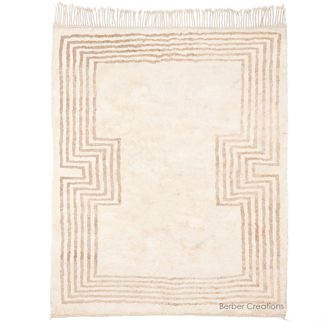 Beige Moroccan Rug, Neutral Handwoven Area Rug, Beni Ourain Rug, Beni ...
