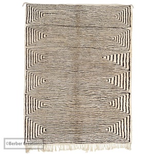 Beni ourain rug Black and White , Moroccan rug , Berber carpet , Genuine Wool rug , Handmade rug, Modern Berber rug, Area rug