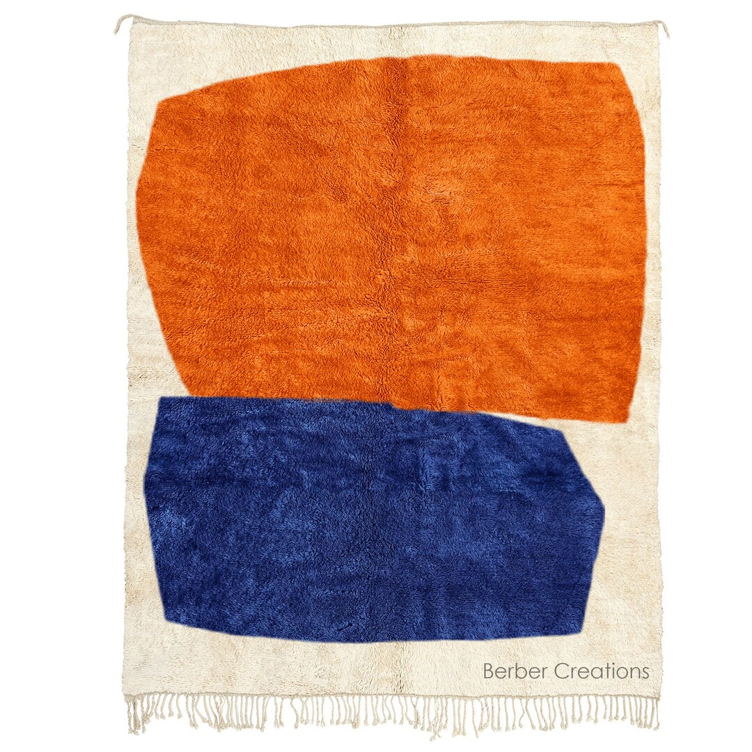 モロッコラグ ベニワレン タズナフト産　オレンジライン モロッコ絨毯 ベニワレン 約57cm x 77cm｜SATHI RUGS