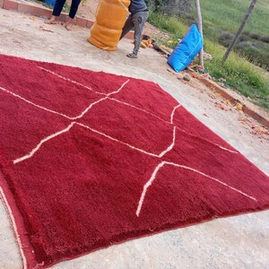 Red Moroccan Beni Rug 8.9x 9.2 ft - Handmade Berber Rug - Moroccan Berber Rug - Beni Mrirt Rug - Soft Wool Rug - Red Beni Rug - red carpet