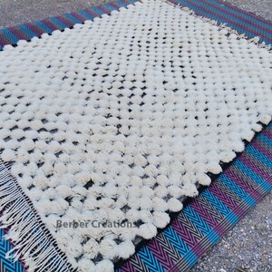 Authentic Moroccan Rug  7.8x9.5 ft - Textured Plush Beni Ourain Wool Rug  -  Contemporary Geometric Pattern - Beni Mrirt Texture