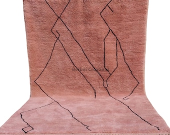 Pink Moroccan rug 6'x9', Luxurious Beni Mrirt Wool Rug, Pink Area wool rug, Authentic Berber rug
