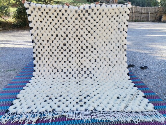 本物のモロッコラグ 7.8x9.5 フィート - テクスチャ加工された