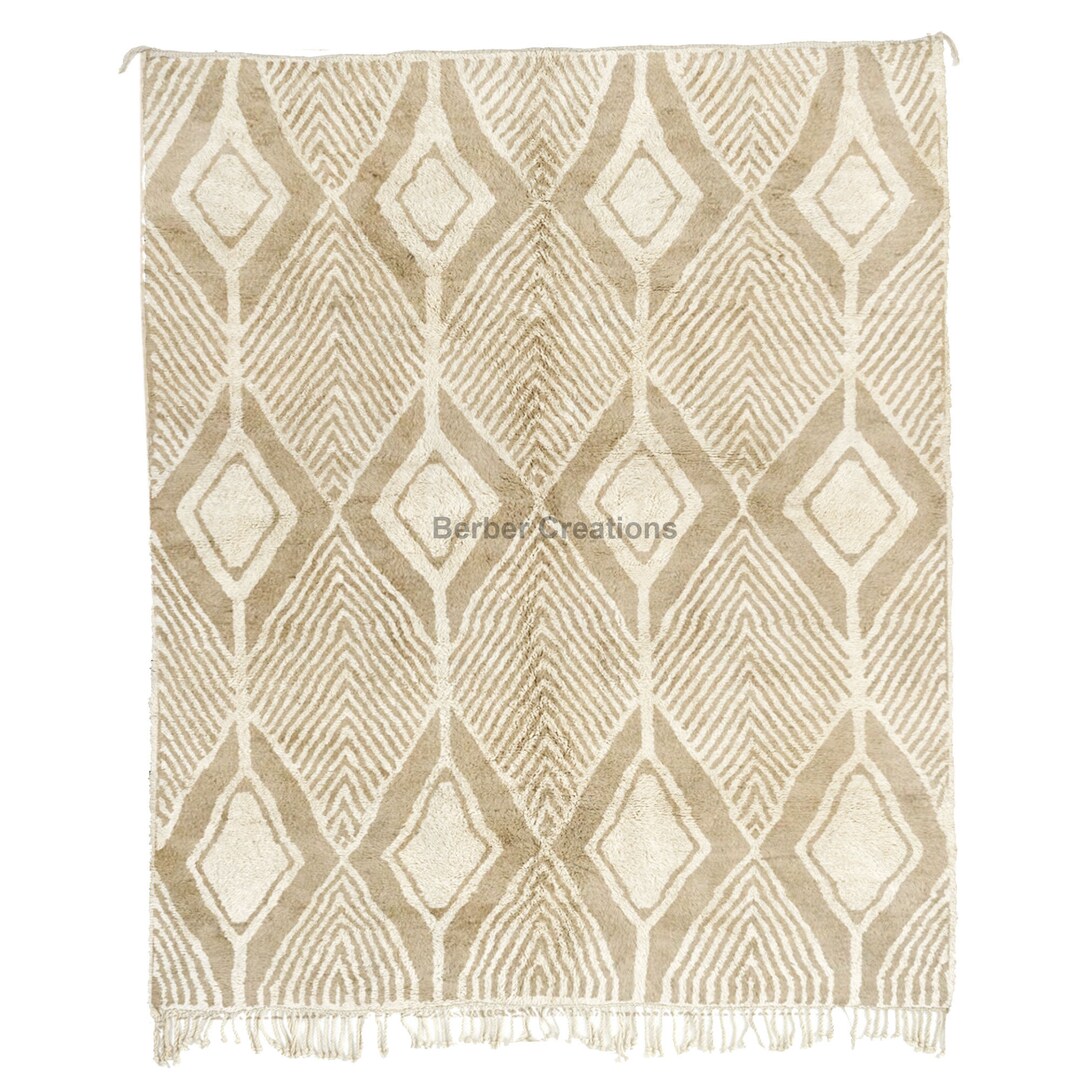 Moroccan Checkered Rug Beige , Beige Area Rug, Handmade Diamond Rug ...