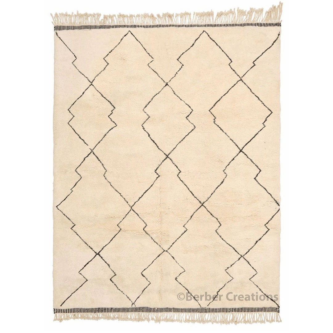 Black and White Moroccan Rug Black and White Moroccan Wool Etsy