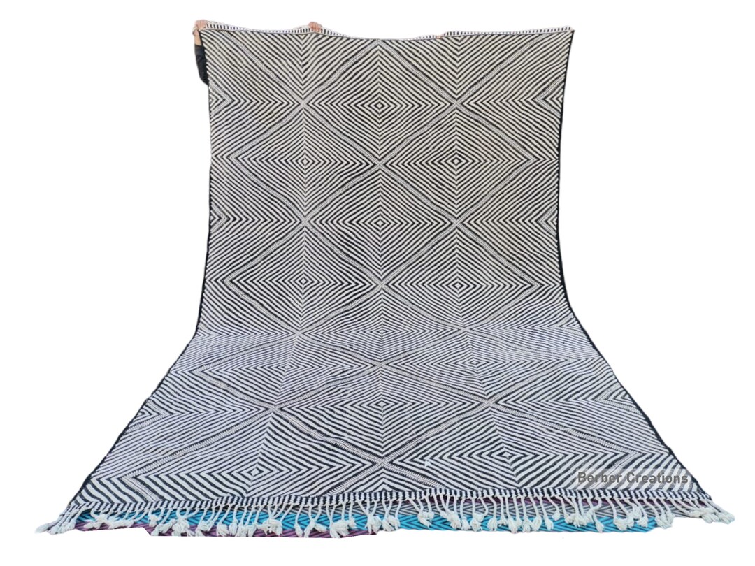 キリム モロッコ ウール ラグ 7.6 x 11.4 フィート、キリム ウール