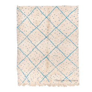 Blue Beni Ourain Rug, Moroccan Wool Rug, Blue diamond Beni Ourain Rug