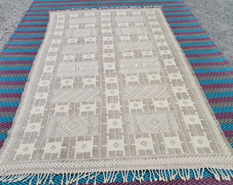 キリム モロッコ ウール ラグ 6.5 x 9.8 フィート、キリム