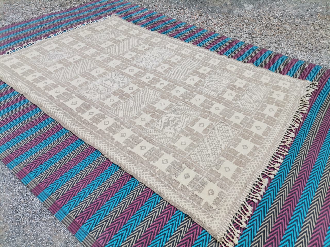 キリム モロッコ ウール ラグ 6.5 x 9.8 フィート、キリム ウール ラグ