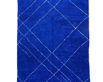 Blue Moroccan Rug Beni Ourain rug Handwoven 100% Wool carpet area rugs moroccan berber rug floor rugs tapis berbere