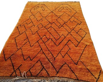 Orange  Moroccan Berber rug, area rug , Custom Beni Ourain rug, Morrocan area rug , 8x10 rug