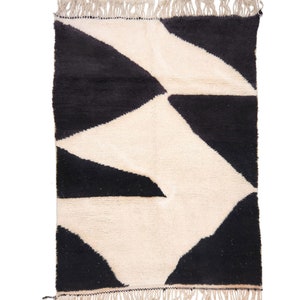 Black and white Moroccan rug, Berber black and white rug, black and white rug, 8x10 moroccan rug