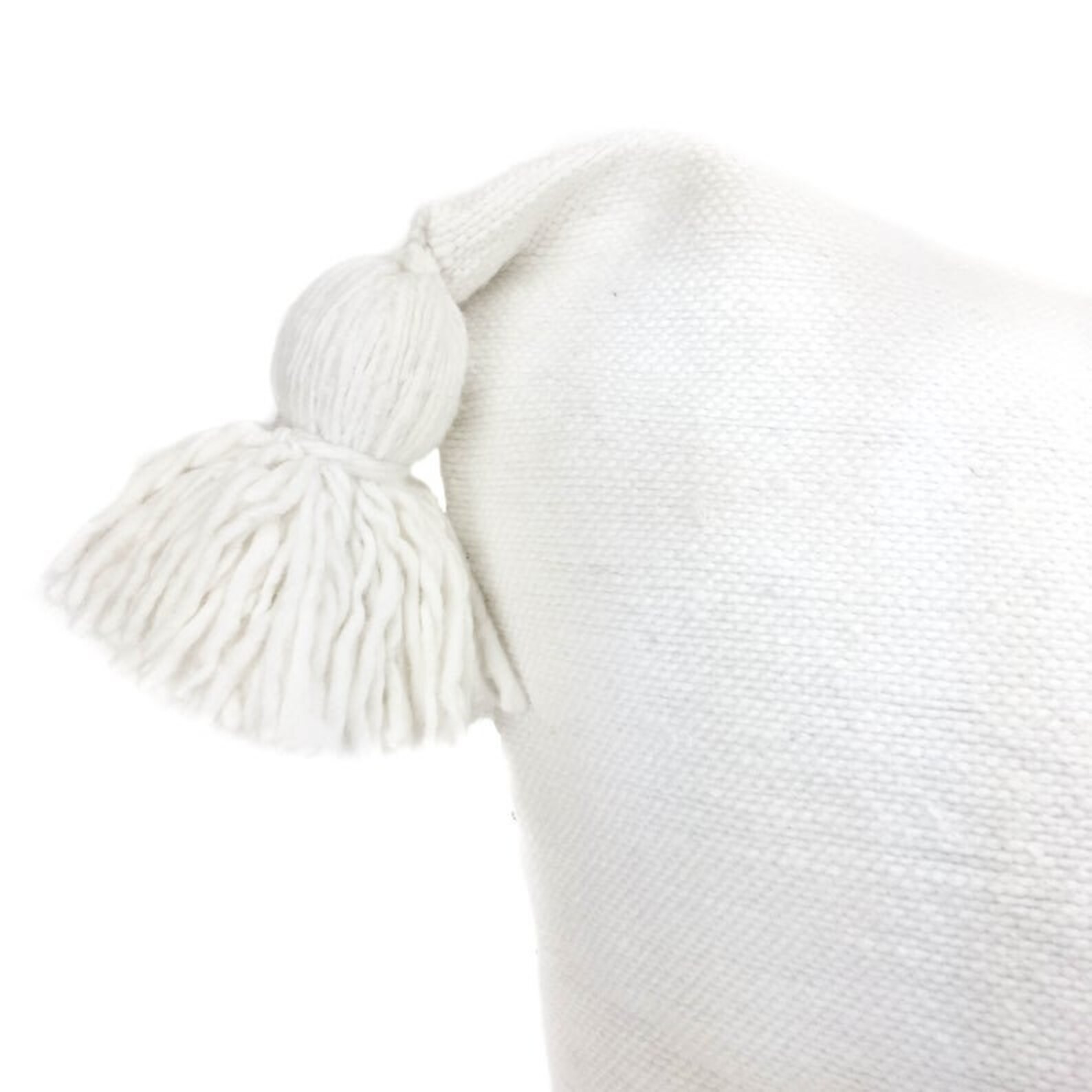 White Pom Pom Pillow Cover Cotton Handwoven Handmade Etsy
