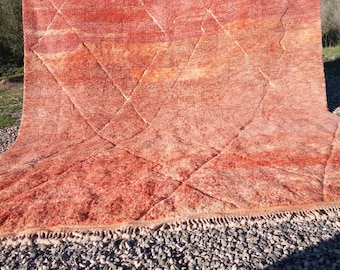 Beni Ourain rug 10x12 , Orange peach rug  ,Moroccan rug, handmade rug ,beni ourain rug,area rug , large moroccan rug