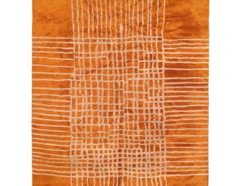 Orange Moroccan Berber Rug: Handwoven Wool Beni Mrirt Rug