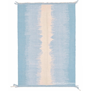 Kilim Light Blue Moroccan Rug - flatweave  Rug - Kilim Woven Rug - Blue and White kilim Rug  - Living Room Decor