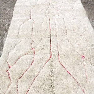 Moroccan rug  pink pattern - Beni Ourain Rug - 100% wool rug - Morocco rug - Area rug - White rug - Berber rug - Tapis Teppich