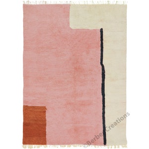 Moroccan rug pink, Authentic Moroccan rug, Genuine Wool rug, Handmade rug, Beni ourain style, Area rug, Tapis berbere, Teppich