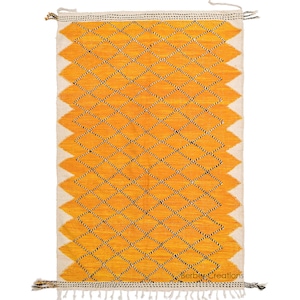 Kilim Orange rug,  Moroccan Rug - Orange flatweave  Rug - Kilim Woven Rug  - Living Room Decor