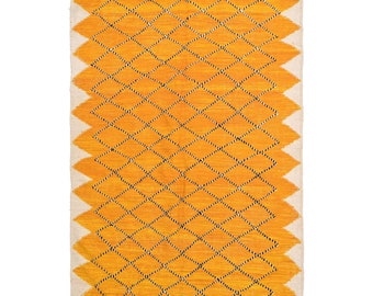 Alfombra Kilim naranja, alfombra marroquí - Alfombra de tejido plano naranja - Alfombra tejida Kilim - Decoración de la sala de estar