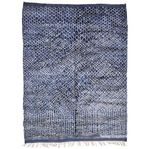 Blue Beni Ourain rug , Moroccan rug ,Moroccan Wool Rug blue and cream ,moroccan rug,beni ourain rug,berber rug